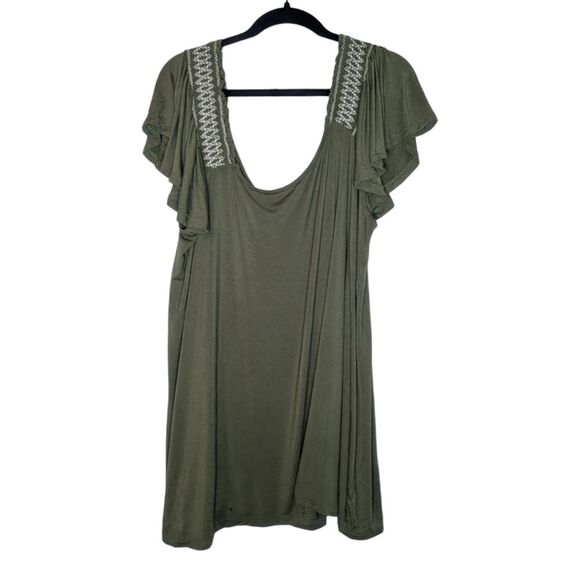 Torrid Olive Super Soft Smocked Flutter Sleeve Top, Size 4X - Picture 6 of 7